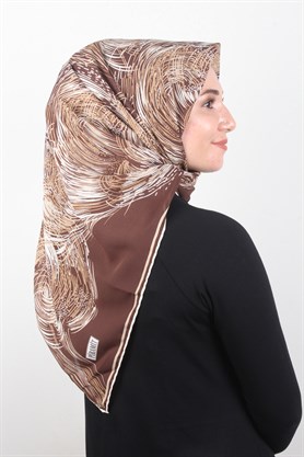 Piramit Krep Eşarp 116-0002-04 Kahve