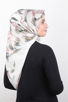 Piramit Krep Eşarp 116-0002-06 Krem-Yeşil