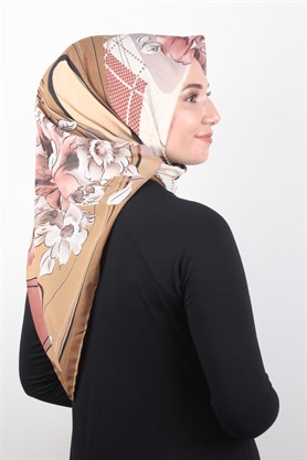 Piramit Krep Eşarp 116-0003-07 Kahve