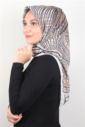 Piramit Krep Eşarp 116-0004-02 Laci-Kahve