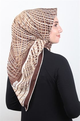 Piramit Krep Eşarp 116-0004-03 Kahve
