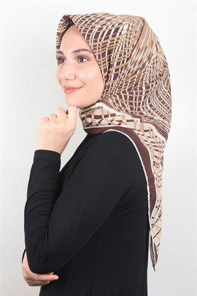 Piramit Krep Eşarp 116-0004-03 Kahve