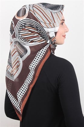 Piramit Krep Eşarp 116-0005-04 Acı Kahve