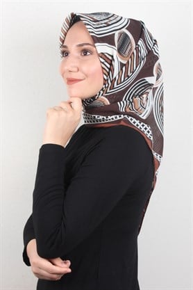 Piramit Krep Eşarp 116-0005-04 Acı Kahve