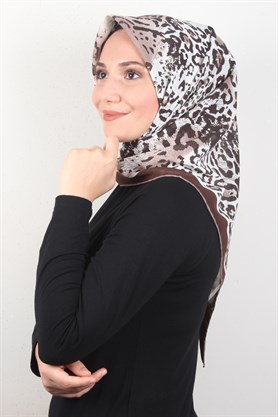 Piramit Krep Eşarp 116-0006-02 Kahve