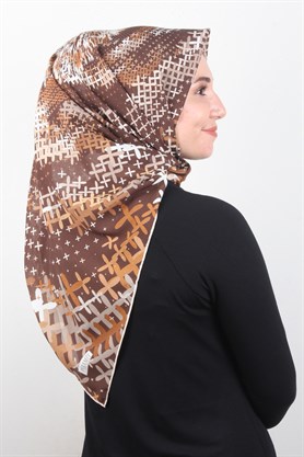 Piramit Krep Eşarp 116-0007-04 Kahve