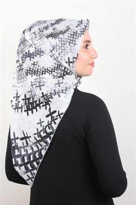 Piramit Krep Eşarp 116-0007-06 Gri