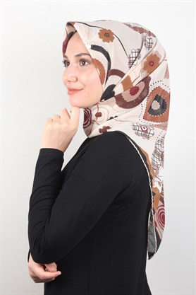 Piramit Krep Eşarp 116-0008-01 Kahve-Siyah