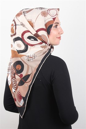 Piramit Krep Eşarp 116-0008-01 Kahve-Siyah