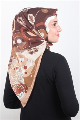 Piramit Krep Eşarp 116-0008-02 Kahve