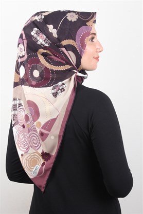 Piramit Krep Eşarp 116-0008-05 Mor