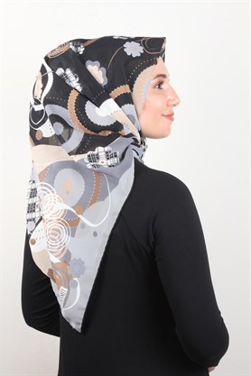 Piramit Krep Eşarp 116-0008-06 Gri