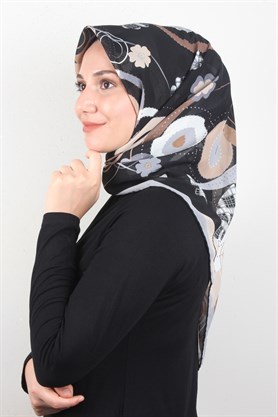 Piramit Krep Eşarp 116-0008-06 Gri