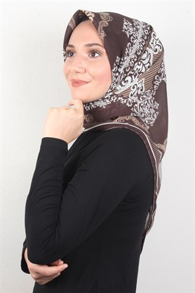 Piramit Krep Eşarp 116-0009-02 Kahve