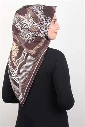 Piramit Krep Eşarp 116-0009-02 Kahve