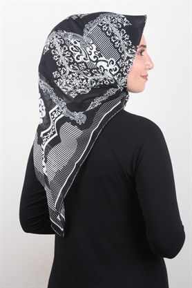 Piramit Krep Eşarp 116-0009-03 Siyah
