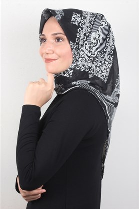 Piramit Krep Eşarp 116-0009-03 Siyah