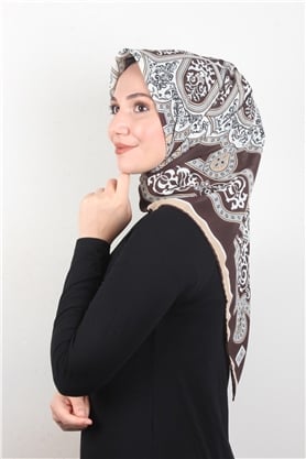 Piramit Krep Eşarp 116-0010-03 Kahve