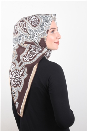 Piramit Krep Eşarp 116-0010-03 Kahve