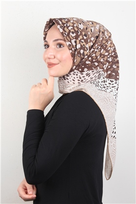 Piramit Krep Eşarp 116-0011-02 Kahve