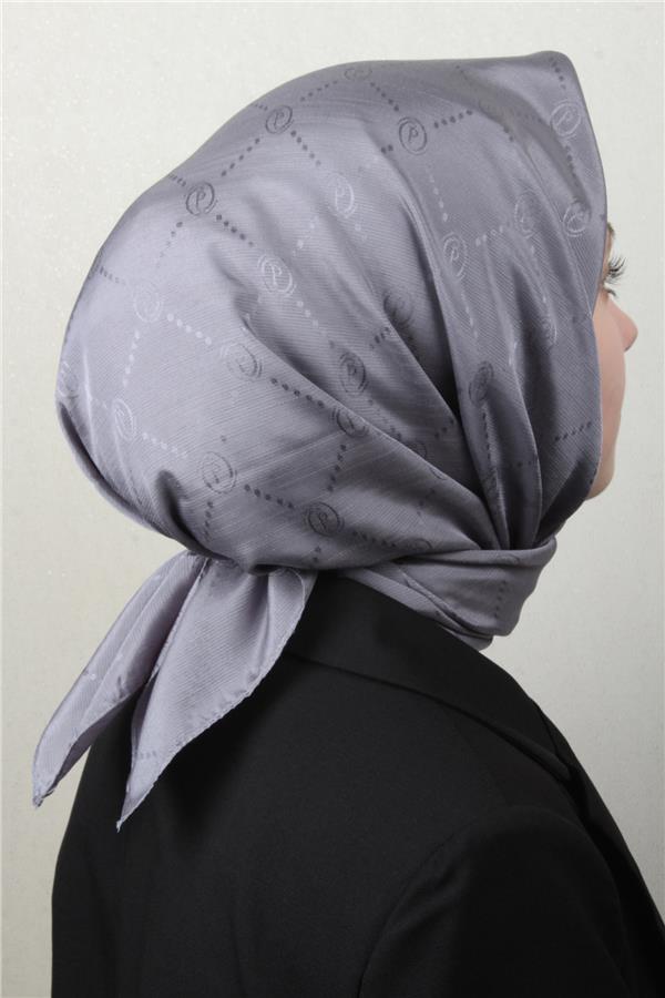 Piramit Monogram Eşarp 4117-11 Gri