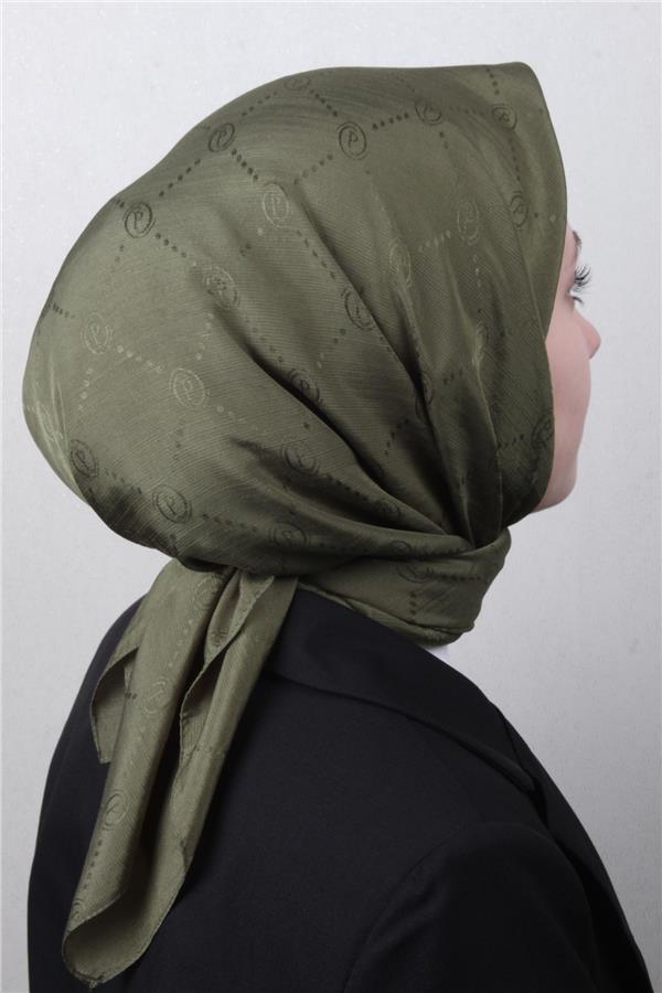 Piramit Monogram Eşarp 4117-12 Haki