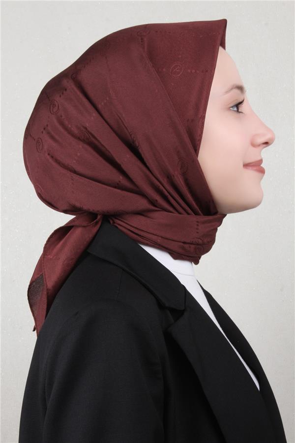 Piramit Monogram Eşarp 4117-13 Acı Kahve