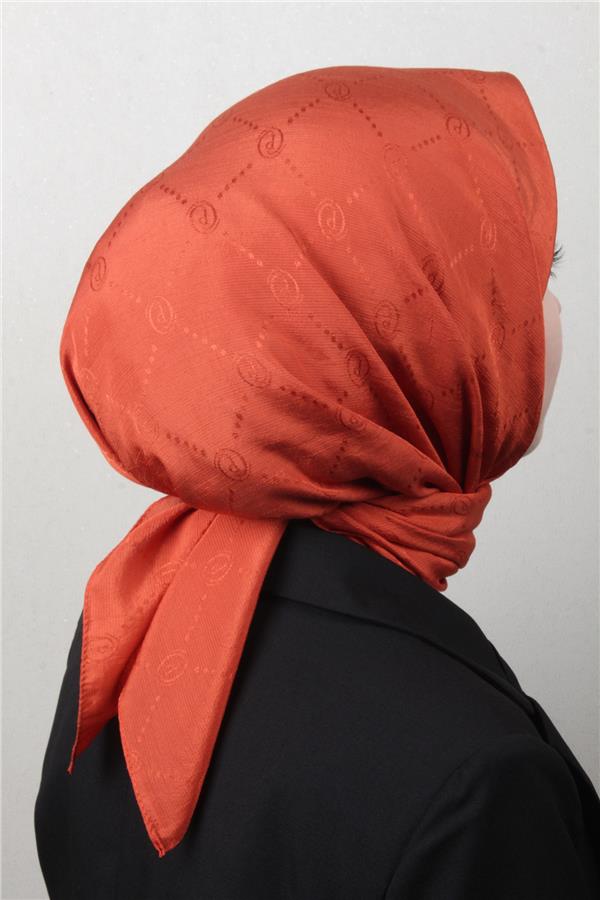 Piramit Monogram Eşarp 4117-14 Kiremit