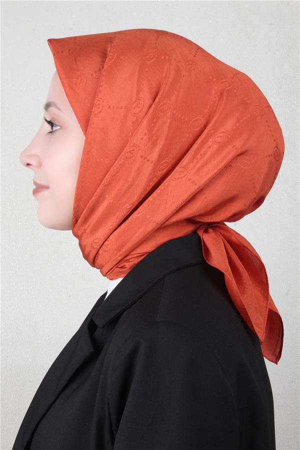 Piramit Monogram Eşarp 4117-14 Kiremit