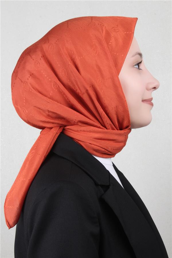 Piramit Monogram Eşarp 4117-14 Kiremit