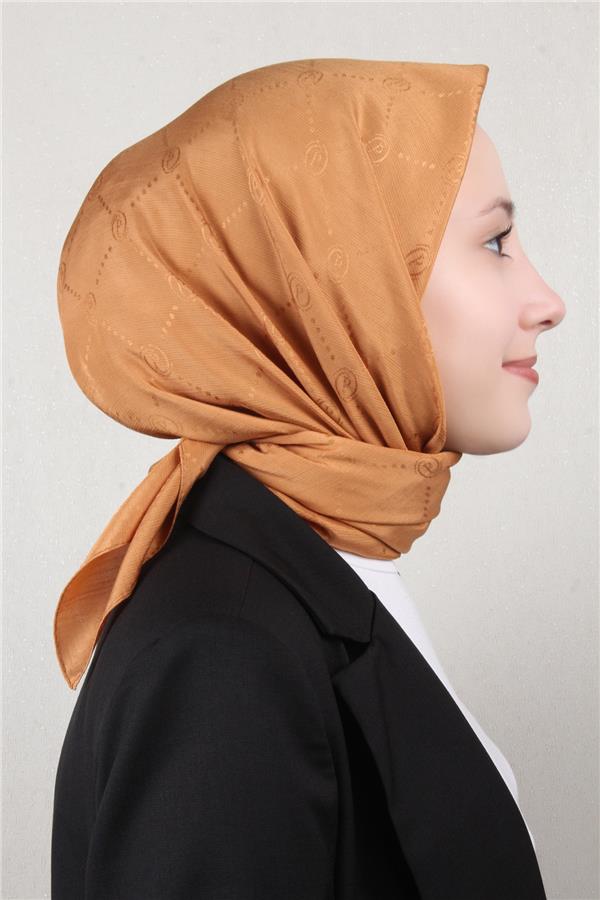Piramit Monogram Eşarp 4117-16 Bal Kabağı