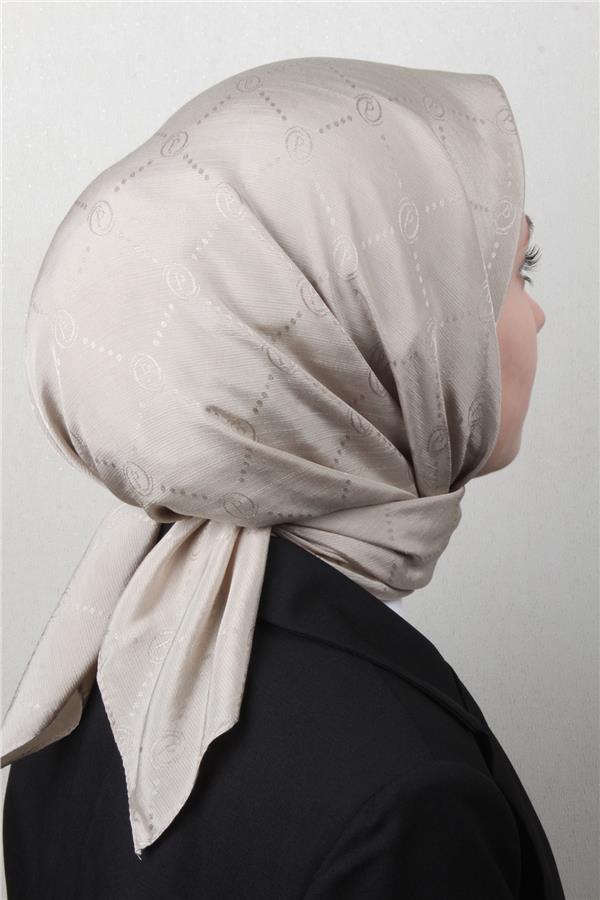 Piramit Monogram Eşarp 4117-17 Taş