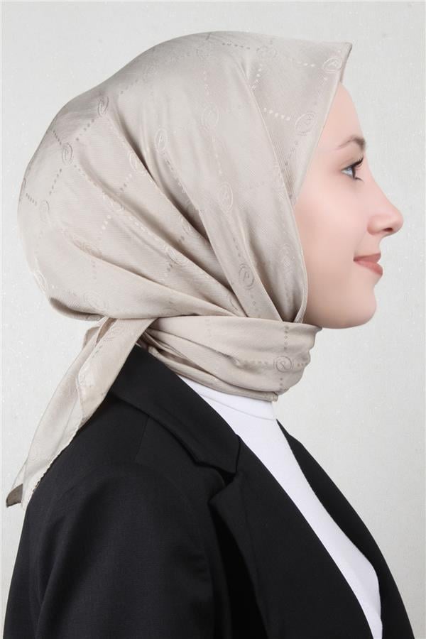 Piramit Monogram Eşarp 4117-17 Taş