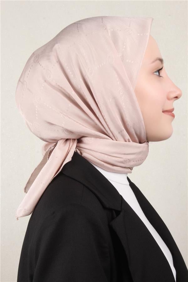Piramit Monogram Eşarp 4117-18 Açık Pembe