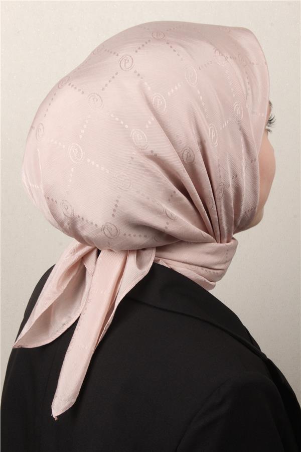 Piramit Monogram Eşarp 4117-18 Açık Pembe