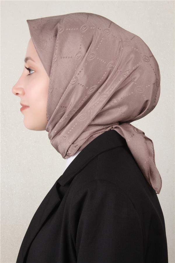 Piramit Monogram Eşarp 4117-19 Vizon