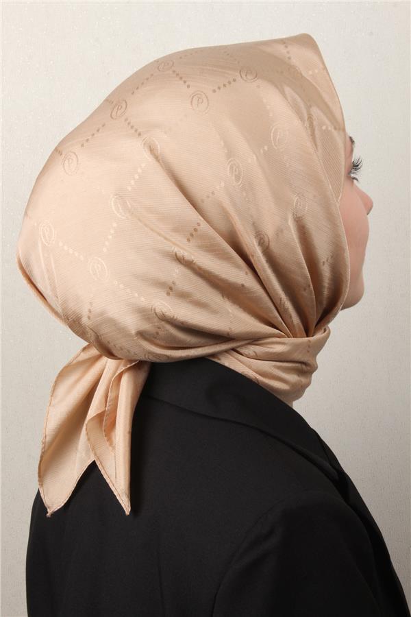 Piramit Monogram Eşarp 4117-20 Bej