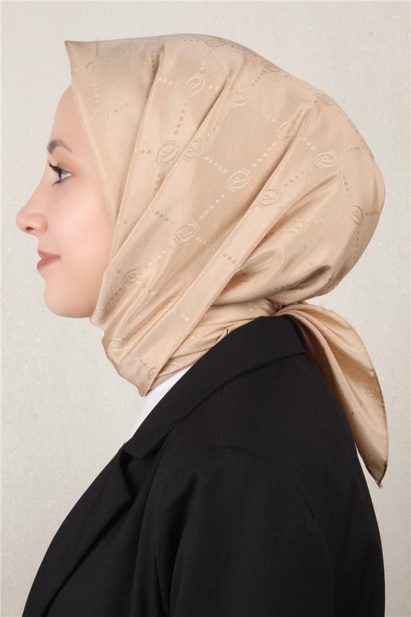 Piramit Monogram Eşarp 4117-20 Bej