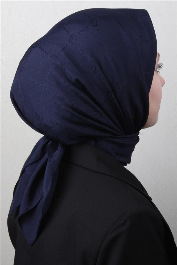 Piramit Monogram Eşarp 4117-22 Lacivert