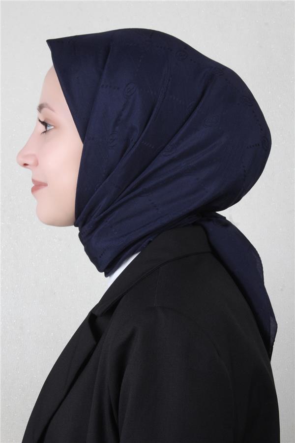 Piramit Monogram Eşarp 4117-22 Lacivert