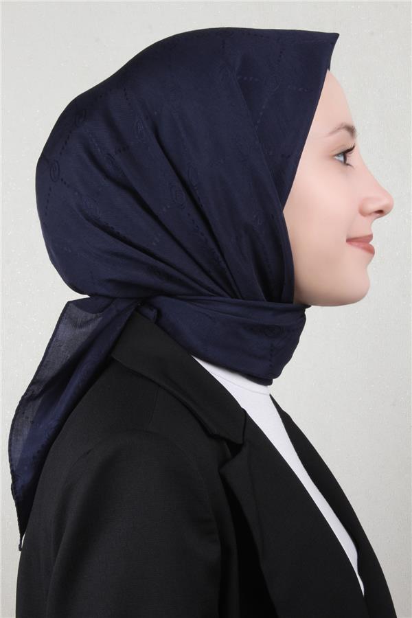 Piramit Monogram Eşarp 4117-22 Lacivert