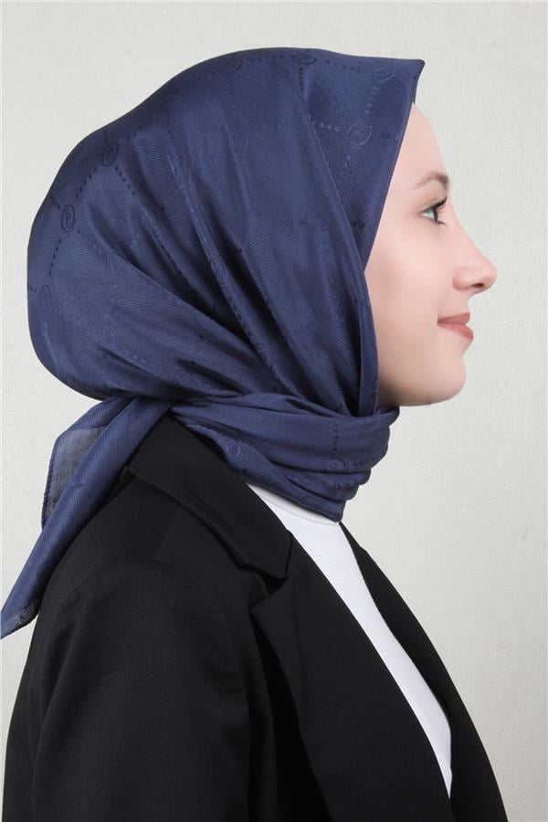 Piramit Monogram Eşarp 4117-25 Lacivert