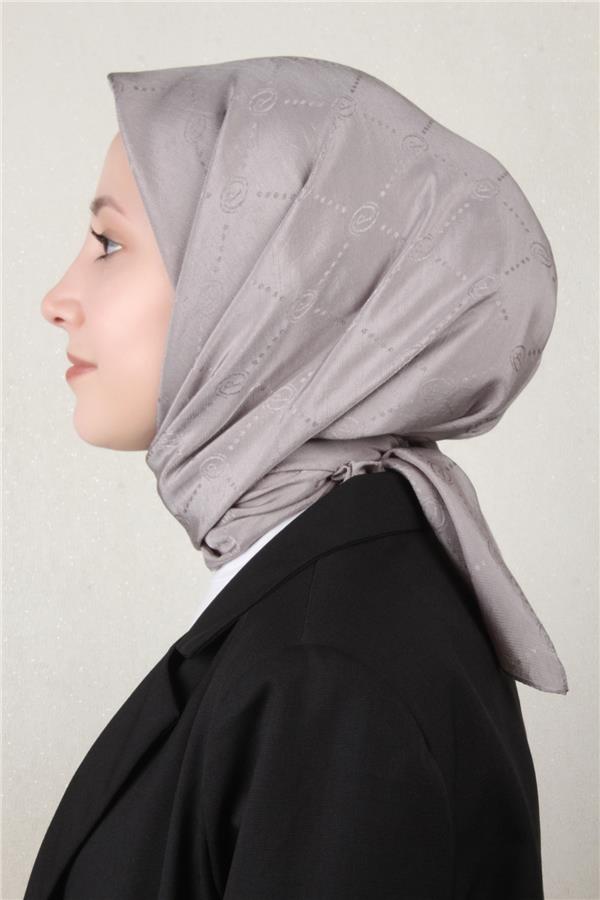 Piramit Monogram Eşarp 4117-26 Duman