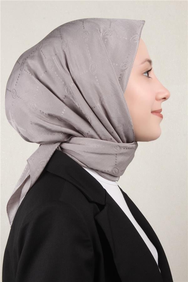Piramit Monogram Eşarp 4117-26 Duman