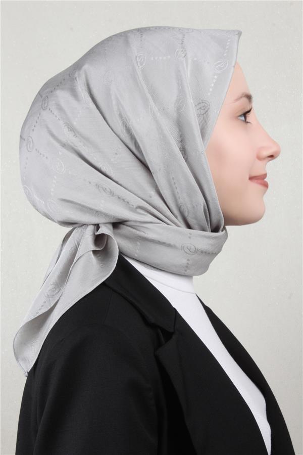 Piramit Monogram Eşarp 4117-29 Gümüş