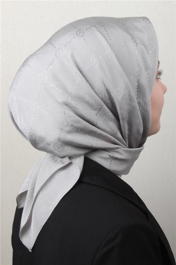 Piramit Monogram Eşarp 4117-29 Gümüş