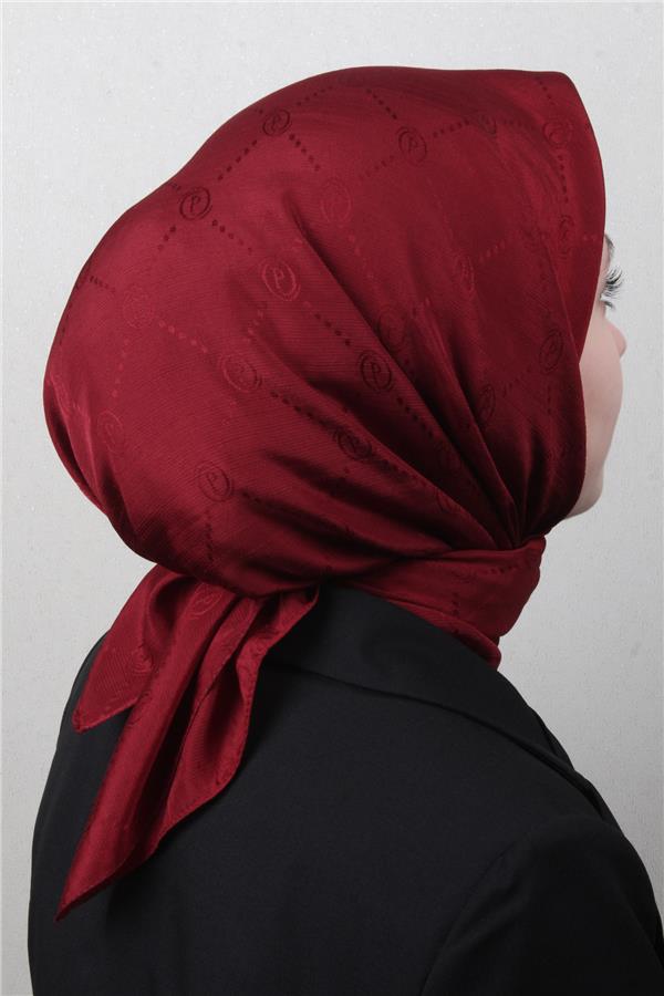 Piramit Monogram Eşarp 4117-30 Bordo
