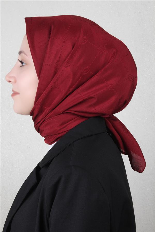 Piramit Monogram Eşarp 4117-30 Bordo