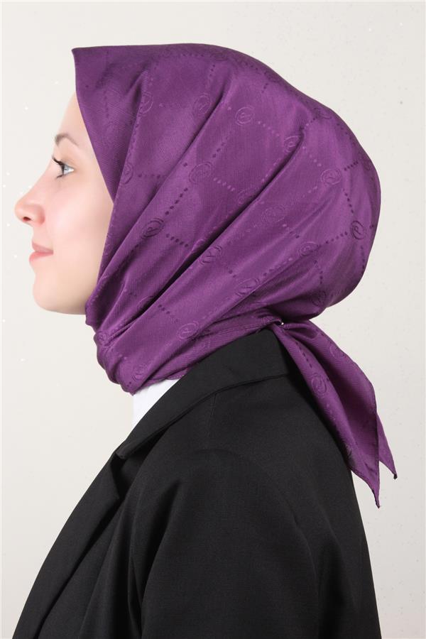 Piramit Monogram Eşarp 4117-31 Mor