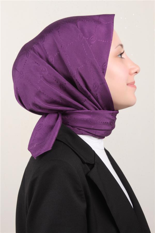 Piramit Monogram Eşarp 4117-31 Mor